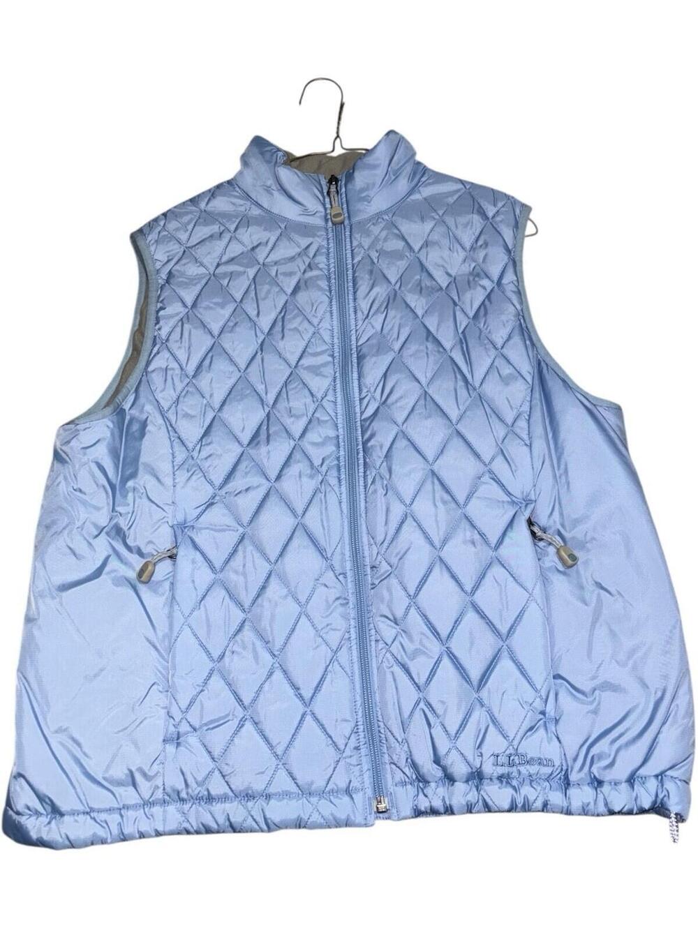 LL bean Light Blue Puffer Vest Quilted Jacket Full Zip Vintage Y2k 90s Tech Gorp